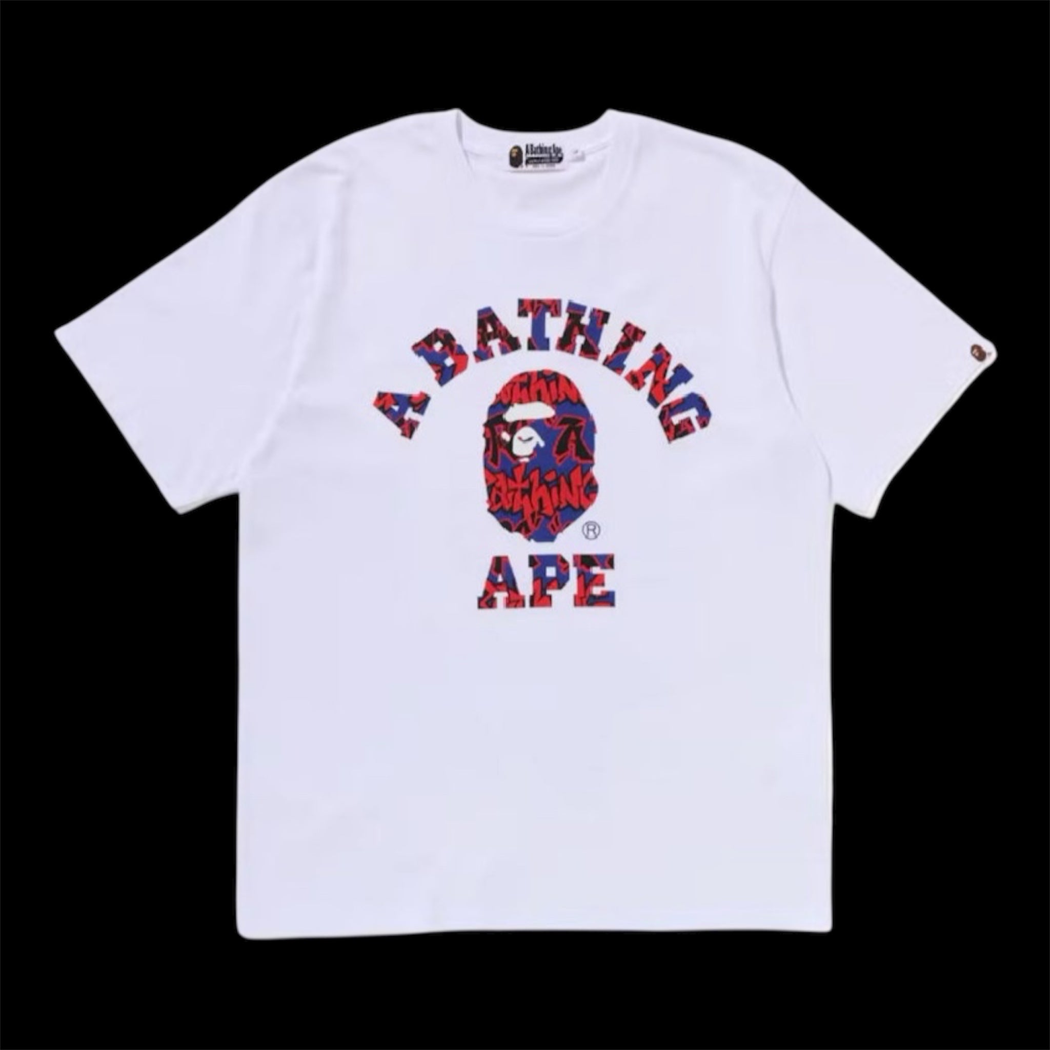 BAPE Graffiti Patrón Camiseta Universitaria Blanco