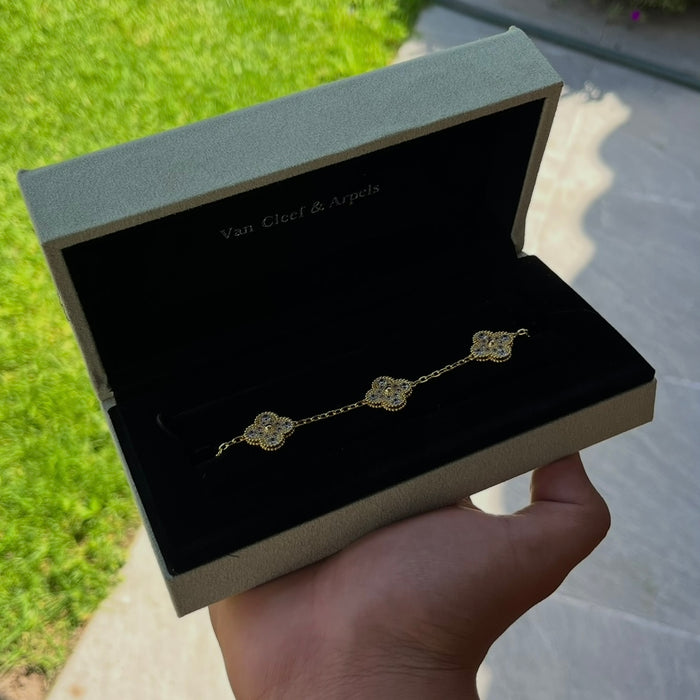 Pulso Tipo VCA, Plata 925 y Baño de Oro 18K, Full set.